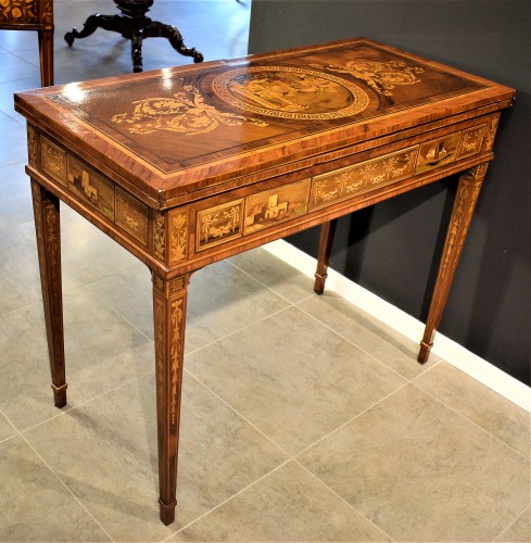 Antiquités - Table à Jeu Louis XVI, atelier de Giuseppe Maggiolini